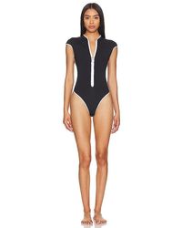 Seafolly - Cap Sleeve Zip Front One Piece - Lyst