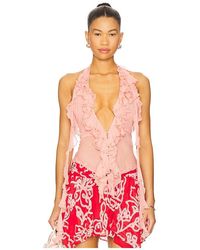 Lovers + Friends - Ila Sheer Top En Color Rosado Talla En - Lyst