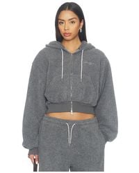 Alexander Wang - Shrunken Zip-Up Hoodie With Rhinestone Drawcord - Lyst