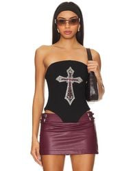 LOBA - Embellished Cross Corset Top - Lyst