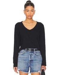 PERFECTWHITETEE - Long Sleeve Cotton Boxy V Neck Tee - Lyst