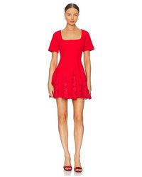 MILLY - Joy Square Neck Mini Godet Dress - Lyst