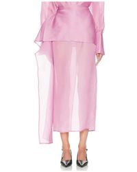 Helsa - The Silk Gazar Skirt With Drape - Lyst