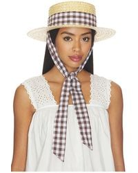 8 Other Reasons - Straw Boater Hat With Gingham Ribbon Band - Lyst