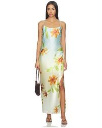 MILLY - Lily Floral Satin Dress - Lyst