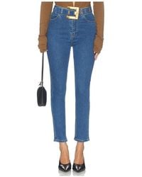 Balmain - High Waist Dark Blue Denim Skinny Pants In Bleu Jean Fonce - Lyst