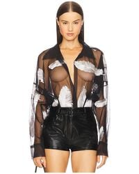 Norma Kamali - Boyfriend Neck Shirt Bodysuit - Lyst
