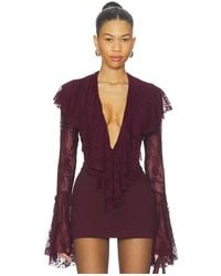 chinese dress ladies LONG SLEEVE DEEP V RUFFLE MINI DRESS – Snow White – Norma Kamali main image 1