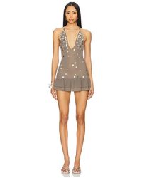 Jaded London Leopard Halter Mini Dress in White | Lyst Australia