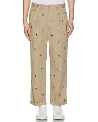 Beams Plus - 2 Pleats Trousers Embroidery On Print - Lyst