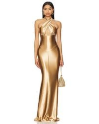retroféte - Vestido Largo Charity En Color Oro Metálico Talla En - Lyst