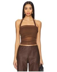 SOVERE - Top Con Cuello Halter En Color Marrón Talla En - Lyst