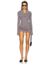 Jaded London - Sporty Stripe Hooded Draped ミニドレス - Lyst
