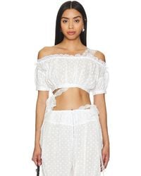 YUHAN WANG - Embroidered Ruched Crop Top - Lyst