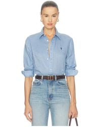 Polo Ralph Lauren - Linen Long Sleeve Button Front Shirt - Lyst