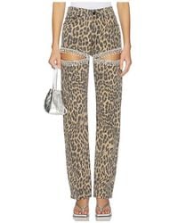 GOOD AMERICAN - Leopard Good Icon Straight Diamond Jeans - Lyst