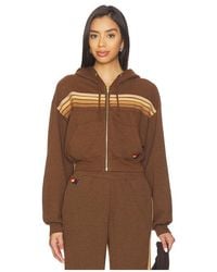 Aviator Nation - 5 Stripe Cropped Zip Hoodie - Lyst