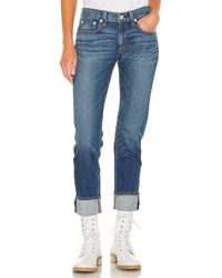 Rag & Bone Dre Low-rise Boyfriend - Bellview Slim Fit Dark Indigo Jean - Blue