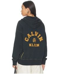 Calvin Klein - Washed Premium Vintage Logo Zip Hoodie - Lyst