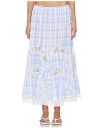 YUHAN WANG - Lace Trim Check Maxi Skirt - Lyst