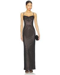 Area - Vestido Largo Crystal Hotfix En Color Negro Talla (También En S) - Lyst