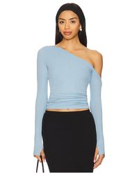 Michael Lauren - Magdaleno Long Sleeve Asymmetrical Fitted Cold Shoulder Top En Color Bebe Azul Talla (También En M, S, Xs) - Lyst
