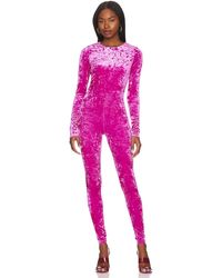 GOOD AMERICAN CATSUIT CRUSHED VELVET - Pink