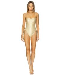 Luli Fama - Medusa Square Neck Laced Up One Piece - Lyst