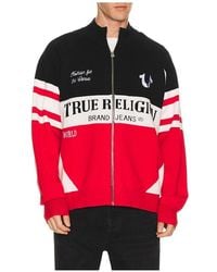 TRUE RELIGION - PULL À GLISSIÈRE RACING RAGLAN en Red - Lyst