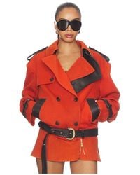 LAQUAN SMITH - MANTEAU DOUBLE BREASTED CROPPED en Orange - Lyst