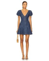 Alice + Olivia - Fara Puff Sleeve Denim Mini Dress - Lyst