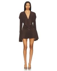 Norma Kamali - X Revolve Long Sleeve Deep V Ruffle Mini Dress - Lyst