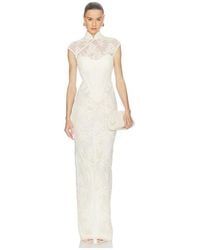 silk and lace black dress L'AGENCE Fenna Silk Lace Appliqué Dress in Black main image 1