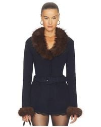 Self-Portrait - Faux Fur Knit Cardigan - Lyst