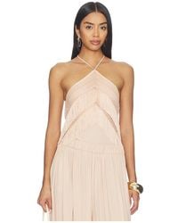 ANDAMANE - Top Halter Con Flecos Reina En Color Durazno Talla (También En 40/S, 42/M) - Lyst
