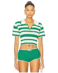 For Love & Lemons - Crochet Rugby Polo Top - Lyst