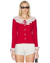 Sleeper - Malena Knitted Cardigan With Lace Collar - Lyst