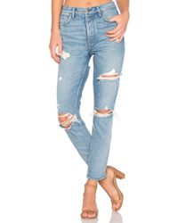 GRLFRND Pantalones vaqueros flacos de gran altura karolina - Azul