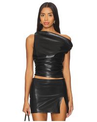 Lovers + Friends - One-Shoulder Ruched Faux Leather Top - Lyst