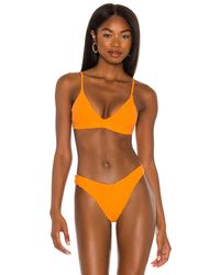 Frankie's Bikinis Claire Terry Jacquard Bikini Top - Orange