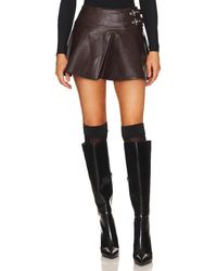 WeWoreWhat - Faux Leather Buckle Mini Skort - Lyst