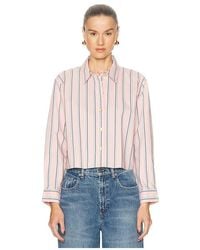 L'Agence - Cosette Crop Hi Low Shirt - Lyst