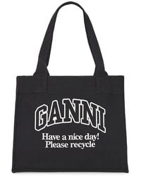 Ganni - Large Easy Shopper Contrasted Logo Bag - Lyst