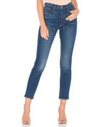 GRLFRND Pantalones vaqueros flacos de gran altura karolina - Azul