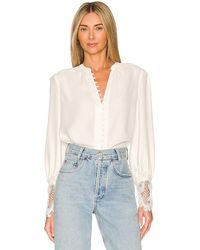 L'Agence - Ava Lace Cuff Blouse - Lyst