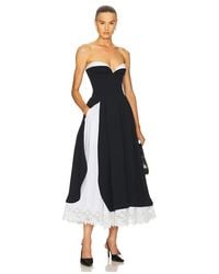 Helsa - The Finale Midi Dress With Lace & Poplin - Lyst