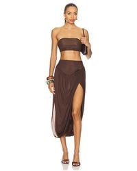 Maygel Coronel - Vestido Midi Noriega En Color Marrón Talla - Lyst