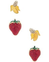 BaubleBar - Set Pendientes Strawberries & Bananas En Color Rojo Talla - Lyst