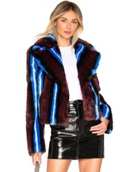 Diane von Furstenberg Collared Faux Fur Jacket - Blau