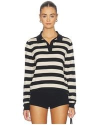 Enza Costa - Polo De Punto De Seda A Rayas En Color Negro Talla (También En M, S, Xs) - Lyst